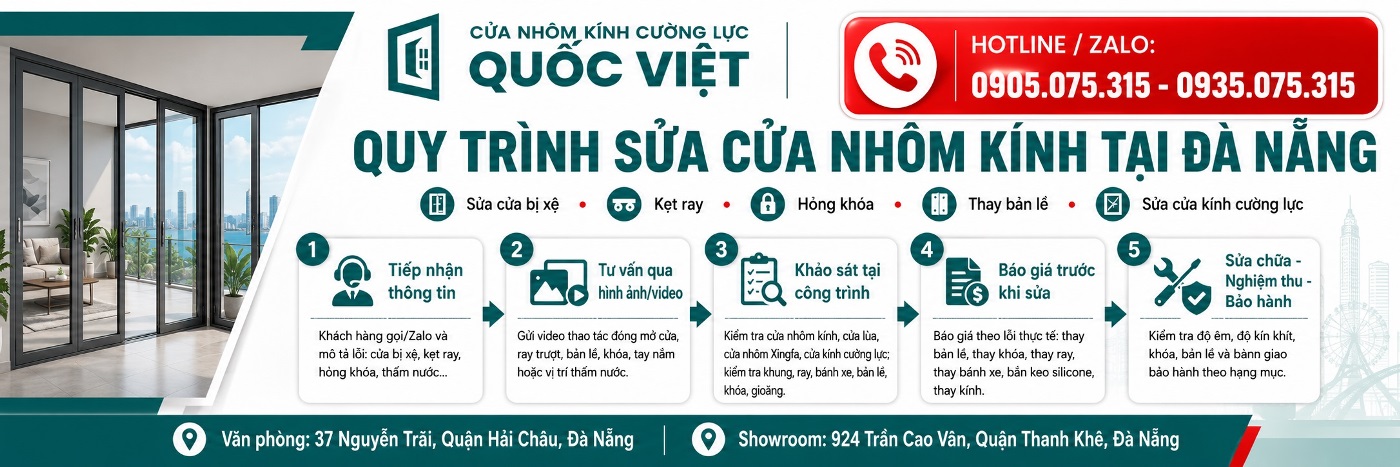 quy trình sửa cửa nhôm kính tại Đà Nẵng